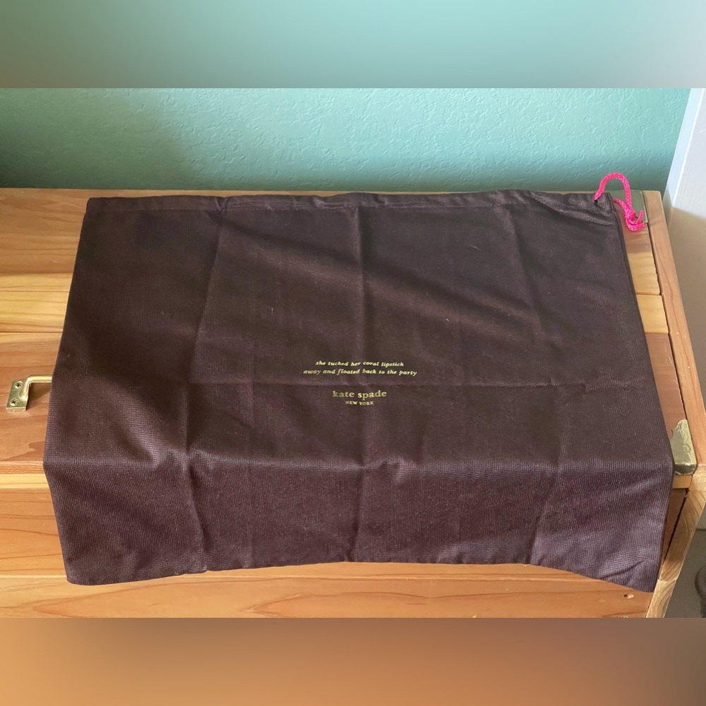 Kate Spade NY Purse Dust Cover Bag 20x17” Brown Drawstring Gold Logo